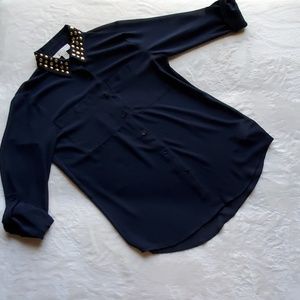 Michael kors navy blue see through shirt